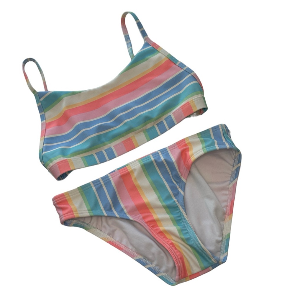 Billabong Bikini Swimsuit Two Piece Stripes Pink & Blue NWT Girls Size 10